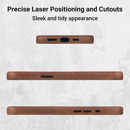 Belemay Compatible with iPhone 12 Pro Max Leather Case Magsafe-Top Grain Vintage Crazy Horse Leather-Metal Buttons Camera Bezel-Slim Fit-Precision Crafted Premium Phone Cover (6.7-inch)-Retro Brown